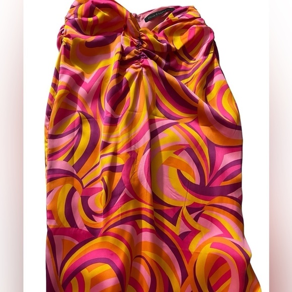 House Of Harlow 1960 Strapless Midi Maxi Dress Orange Pink Psychedelic Small - Picture 6 of 13
